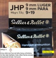 9 mm Luger S&B  JHP  115 grs  50 Stück