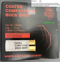 12 / 65 GECO Coated Competition Buck Shot  27,0 g  9 Kugel a 8 mm   25 Stück