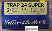 12/70 S&B Super Trap Schrotpatrone 24 gramm -  2,4 mm  25 Stück