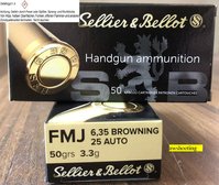 6,35 mm Browning S&B VM FMJ  50grs    50 Stück