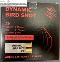12/65 GECO Dynamic Bird Shot (Sportschrot für IPSC Schießen) 2,75 mm 29 g   25 Stück
