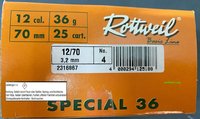 12/70 Rottweil Spezial 36 Basic Line Bleischrot 3,2 mm 36 gr.  25 Stück