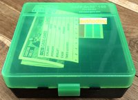 Patronenbox MTM mit Klappdeckel Clear Grün Black  100 Stück