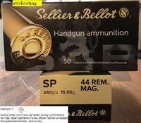 .44 Rem. Magnum S&B Teilmantel SP 240 grs.   50 Stück