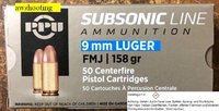 9 mm Luger PPU Subsonic FMJ 158 grs. (A-457) 50 Stück