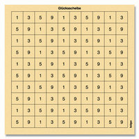 Glücksscheibe schwarz Zahlenfelder für 10/50 m   20x20 cm  250 St
