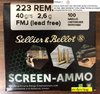 .223 Rem. S&B Screen-Ammo  SCR Zink 40 grs.  100 Stück