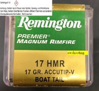 .17 HMR  Remington  Accu-Tip-V 17 grs.  50 Stück