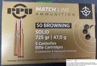 .50 BMG  PPU Match Line  725 grs.  (A-595)  5 Schuß
