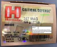 .357 Mag. Hornady Critical Defense 125 grs.  25 Stück