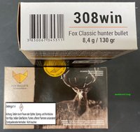 Fox Jagd - Munition mit Fox Hunter Geschoss Kal. .308 Win. 130 grs.  20 Stück