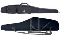 Gewehrtasche - Futteral Gehmann, Länge 134 cm, Schwarz, mit zwei aufgesetzten Taschen