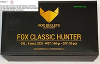 Fox Geschosse  8 mm / .323 - 160 gr. / 10,4 g.   50 Stück