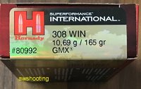 .308 WIN Hornady Superformance International ammo GMX  165 grs.  20 Stück