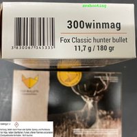 Fox Jagd - Munition mit Fox Hunter Geschoss Kal. .300 Win. Mag 180 grs.  20 Stück