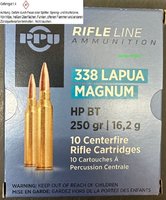 .338 Lapua Magnum  PPU  HP BT  250 grs. (A-423) 10 Stück