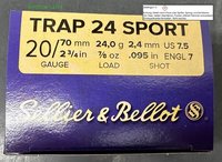 20/70 S&B Sport Trap Schrotpatrone 24 gramm -  2,4 mm  25 Stück