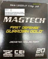 9 mm Luger+P  Magtech Guardian Gold  JHP 115 grs.   20 Stück