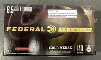 6,5 Creedmoor Federal Gold Medal 140 grs. Sierra Match King  20 Stück