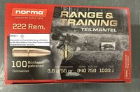 .222 Rem.  Norma  Range & Training  SP 55 grs.  100 Stück    (20157760)